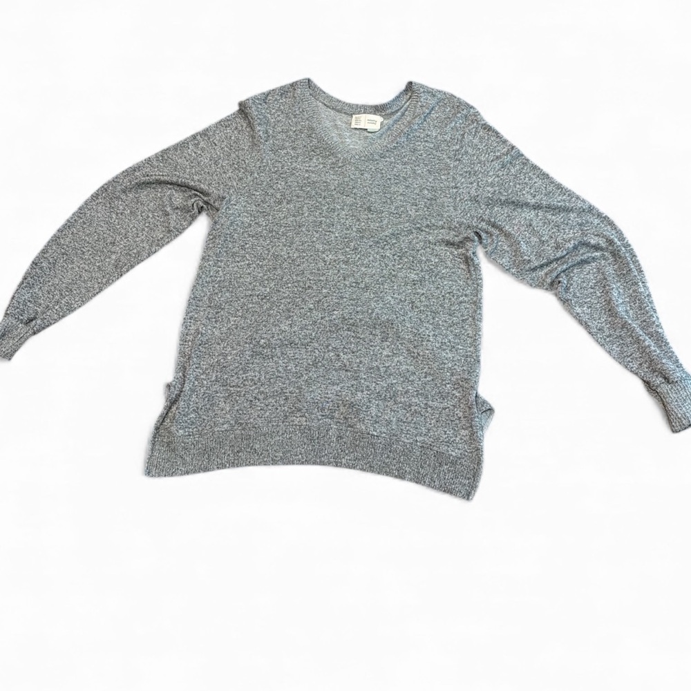 Anthropologie Saturday Sunday Gray V Neck Hacci Tunic Sweater Oversized Sz Small - Picture 4 of 9